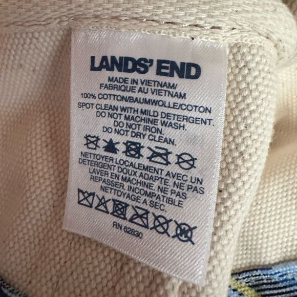 Lands End Canvas Tote Bag Snowflake Plaid Holiday Sequin Christmas Cotton - Picture 4 of 14